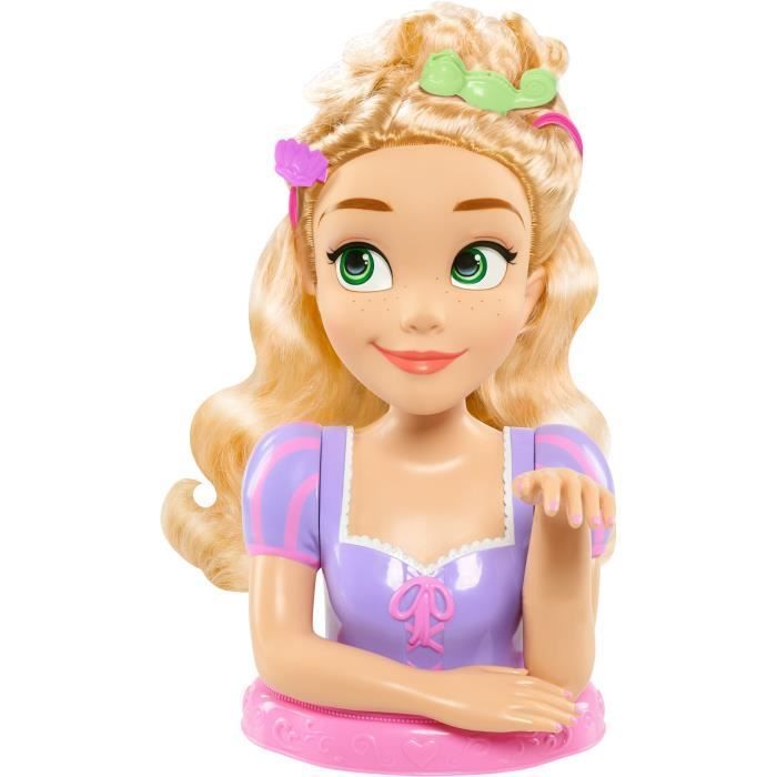 Testa per acconciature - DISNEY - Rapunzel Deluxe - 12 accessori - Flacone di smalto finto - Guida all'acconciatura