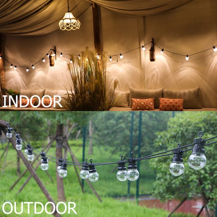 Rosnek IP65 LED Outdoor String Lights, 20 G50 Bulbs, 13m, Transparent String Lights for Parties, Weddings, and Gardens