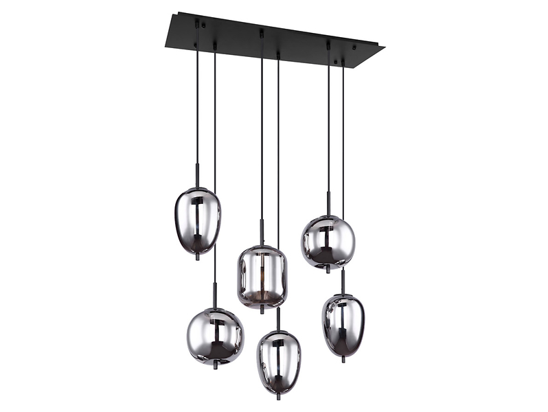 Lampa wisząca Premium Living Jeanette 6-punktowa szklana srebrna