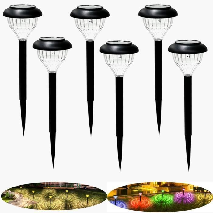 KENLUMO Lampe Solaire Exterieur Jardin, Lumiere Solaire Exterieur avec Colorée LED et Lumière Blanche Chaude, Lot de 6