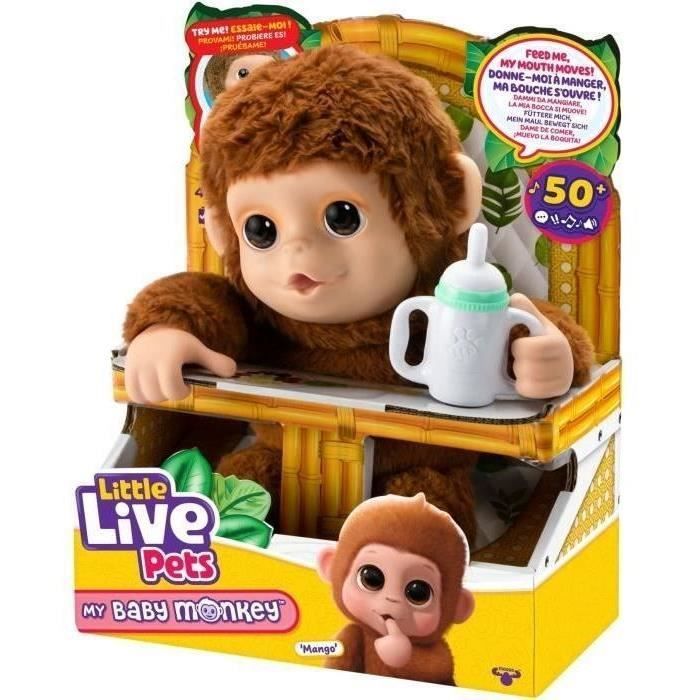 Meu Bebê Macaco - MOOSE TOYS - PEQUENOS ANIMAIS DE ESTIMAÇÃO VIVOS - Macaco interativo com acessórios