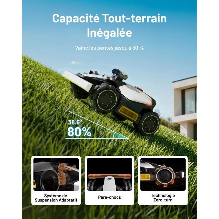 MAMMOTION LUBA Mini 2 AWD 1000 Cordless Robotic Lawnmower, Triple Camera AI Vision + NetRTK, 80% Slopes, Up to 1000 m²