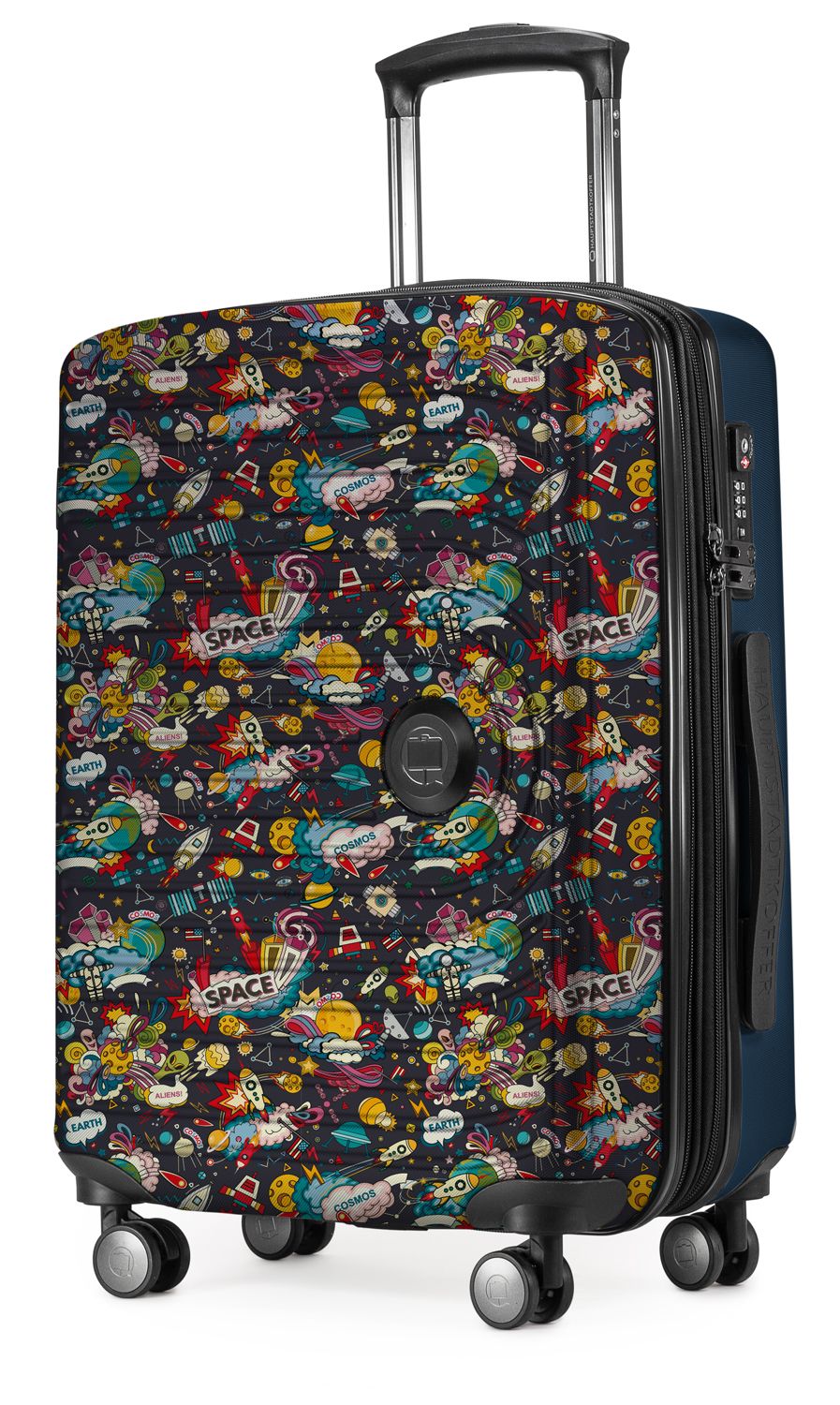 MITTE - gyerek bőrönd kézipoggyász SPACE sötétkék matt, TSA, 55 cm, 55 liter