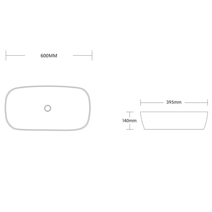 Lavabo de encimera ovalado de cerámica blanca doporro con revestimiento NANO Easy Clean Brüssel104 60x39,5x14 cm