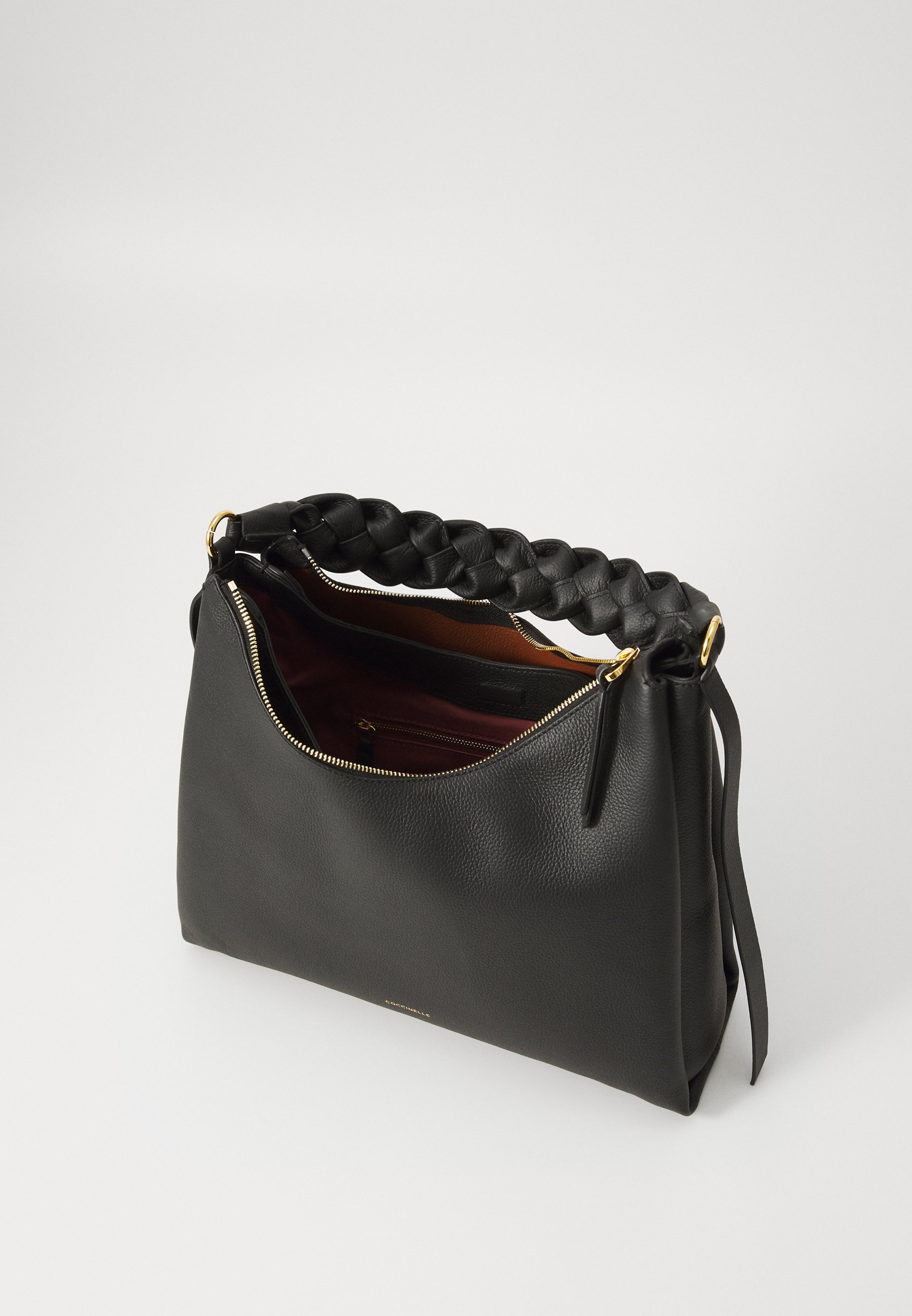 Coccinelle BOHEME GRANA DOUBLE - Handtas - zwart/cognac