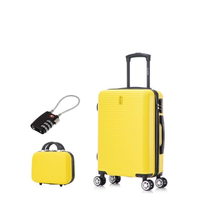 Valise Cabine 55x35x25cm avec Vanity | Valise CELIMS Week-end | ABS | Cadenas | 4 Roues 360 | Jaune