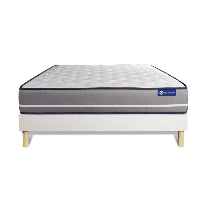 Mattress and bed base set 160x200 cm - White bed base (assembly required) - Actilatex Pur