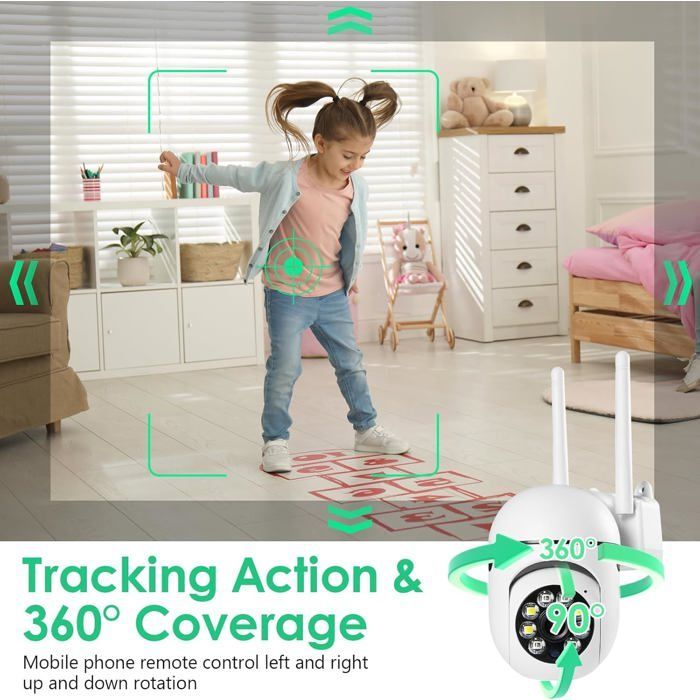 Outdoor Surveillance Camera, Smartphone Connected, Night Vision, Real-Time Notifications, Person Detection, S[YC384]