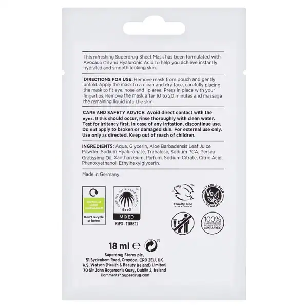 Superdrug avocado sheetmasker