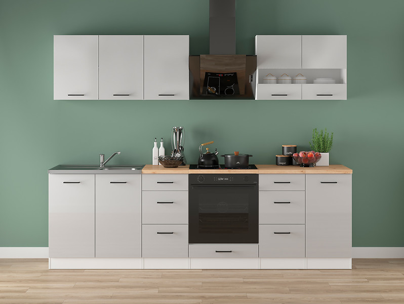 Komplet kuchenny Junona Line 260 cm jasny szary połysk