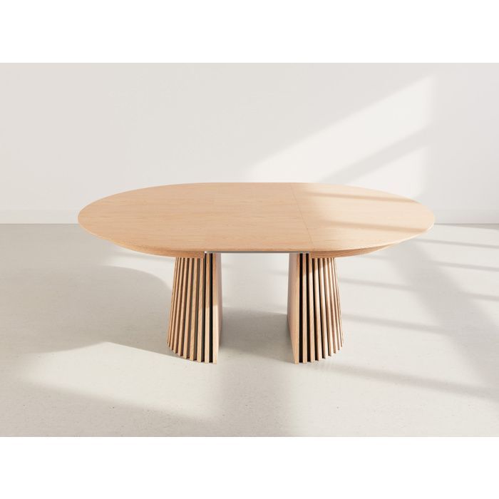 Freya - Mesa de comedor redonda extensible - Capacidad para 6 a 10 personas - Madera