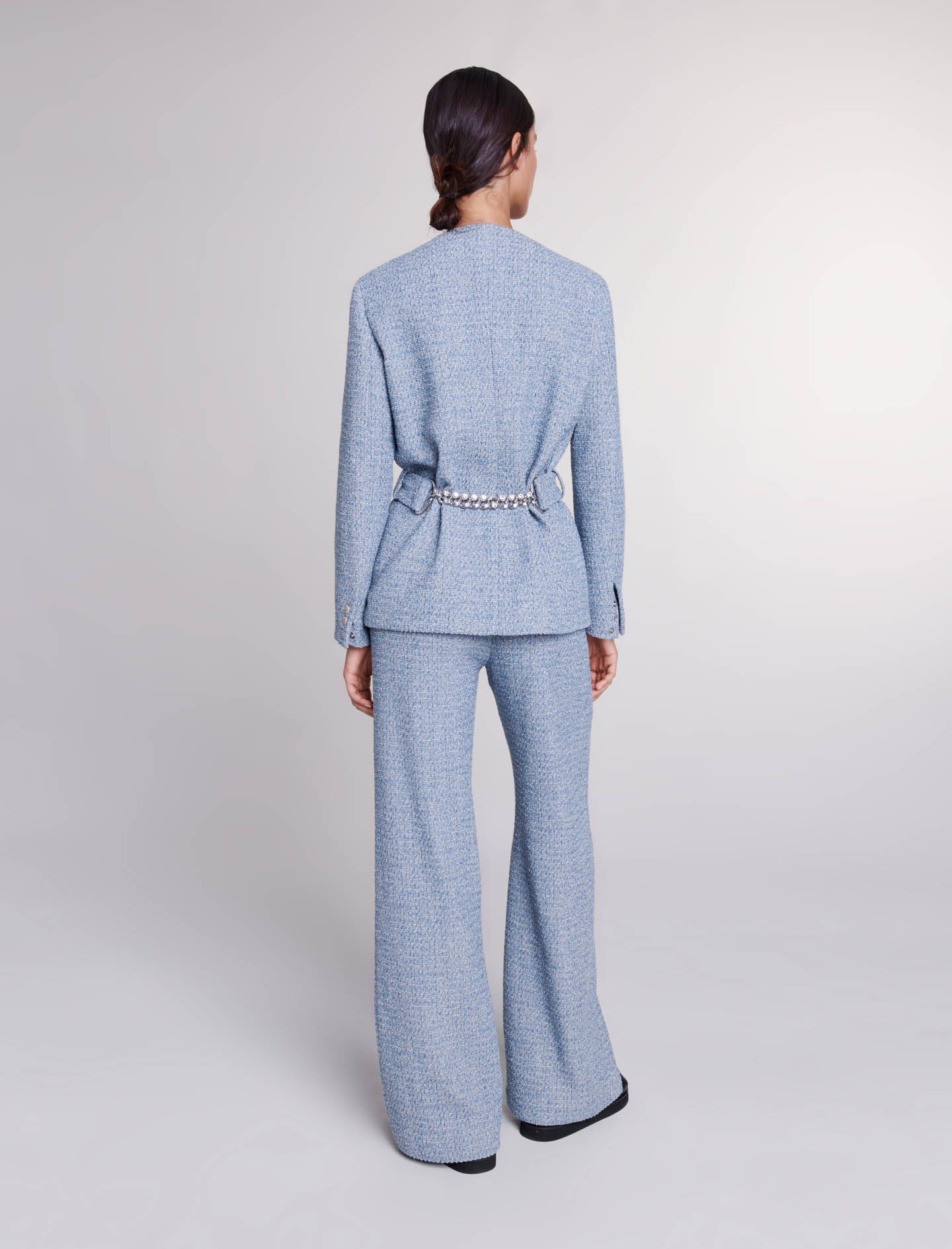 Tweedjasje met riem - Blauw