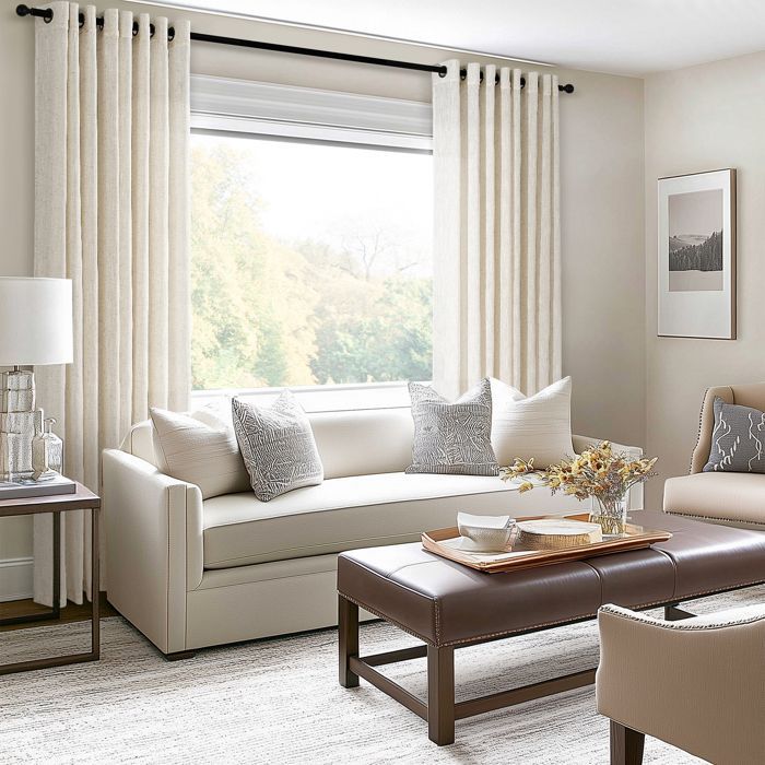 Topfinel Rideau Lin Avec Œillets Rideau Voilage Pour Salon Cuisine et Chambre à Coucher Rideau Courts Naturel 140x160cm Lot de 2
