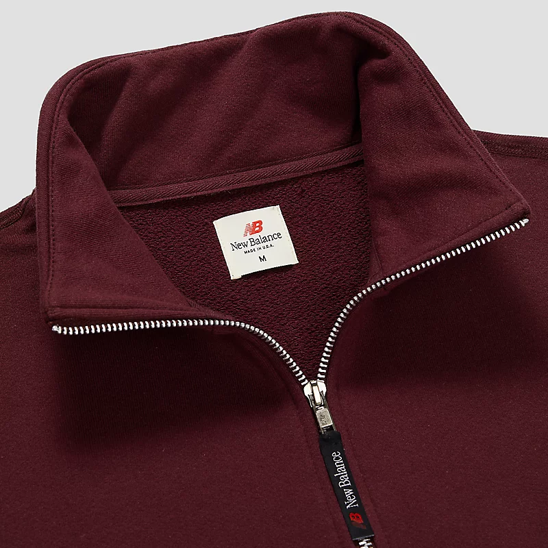 Suéter masculino com zíper, fabricado nos EUA - NB Borgonha
