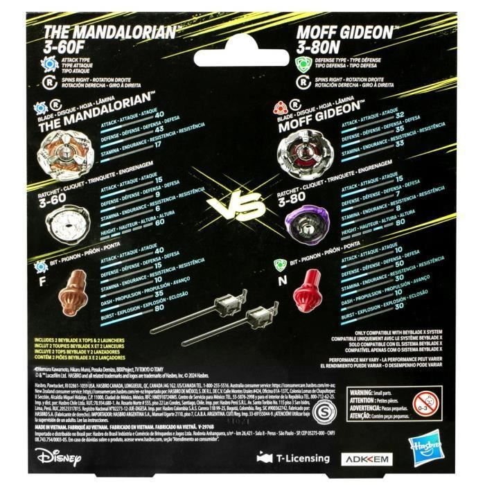 Beyblade X Multipack Spinning Top The Mandalorian 3-60F vs. Moff Gideon 3-80N, Star Wars, Ages 8+