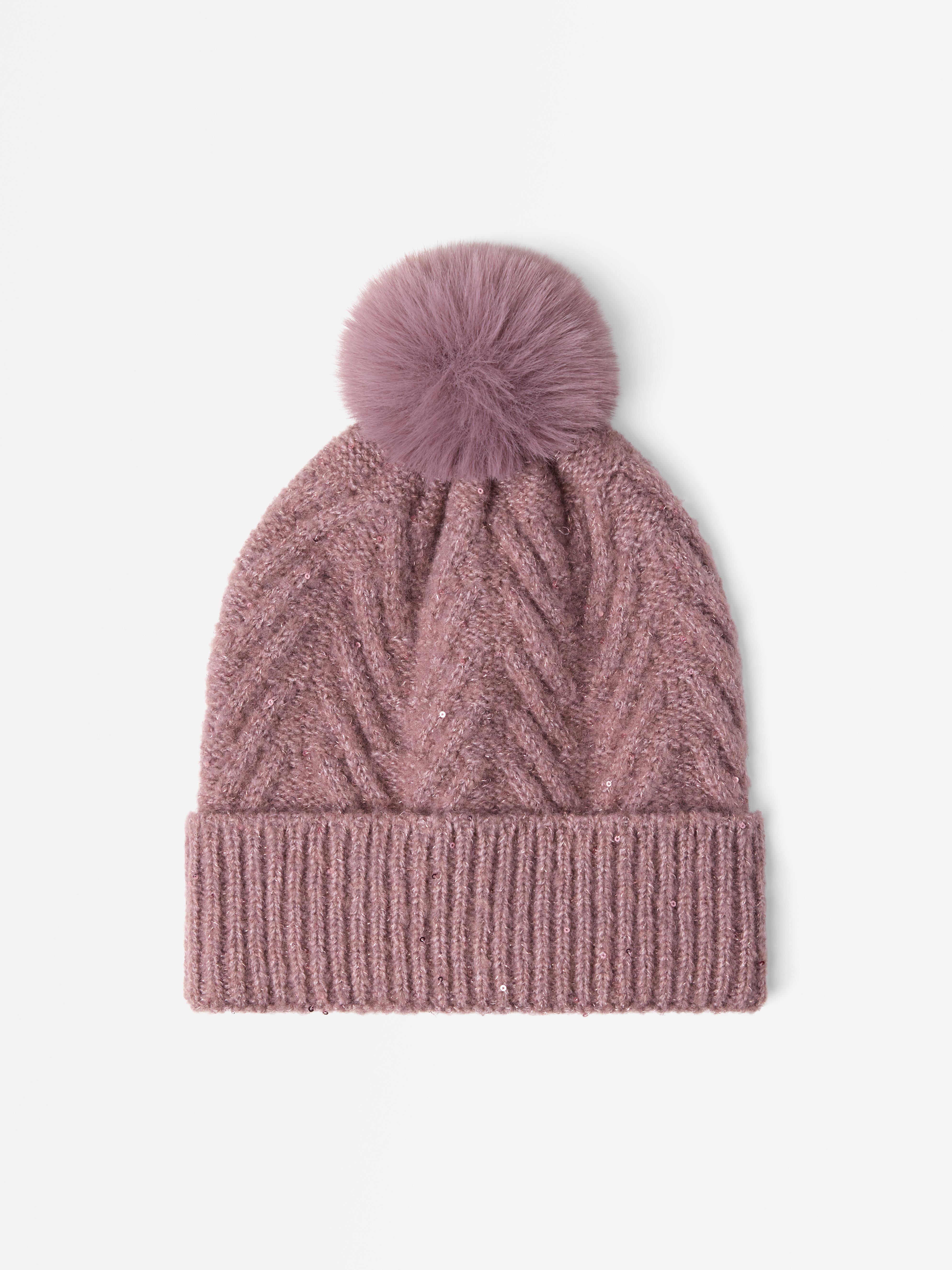 Bonnet tricoté Lilas poudré