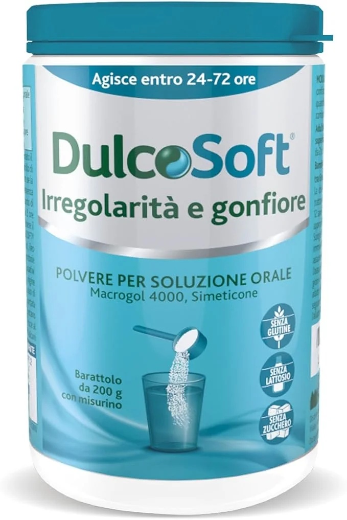 Pó Dulcosoft para inchaço e irregularidades 200 g. Começa a agir em 24 a 48 horas.