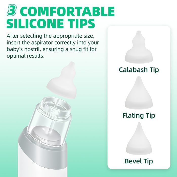 Mouche Bébé Electrique, Aspirateur Nasal pour Bébé Avec 5 niveaux d'aspiration et 3 embouts en silicone, Musique Et Lumière