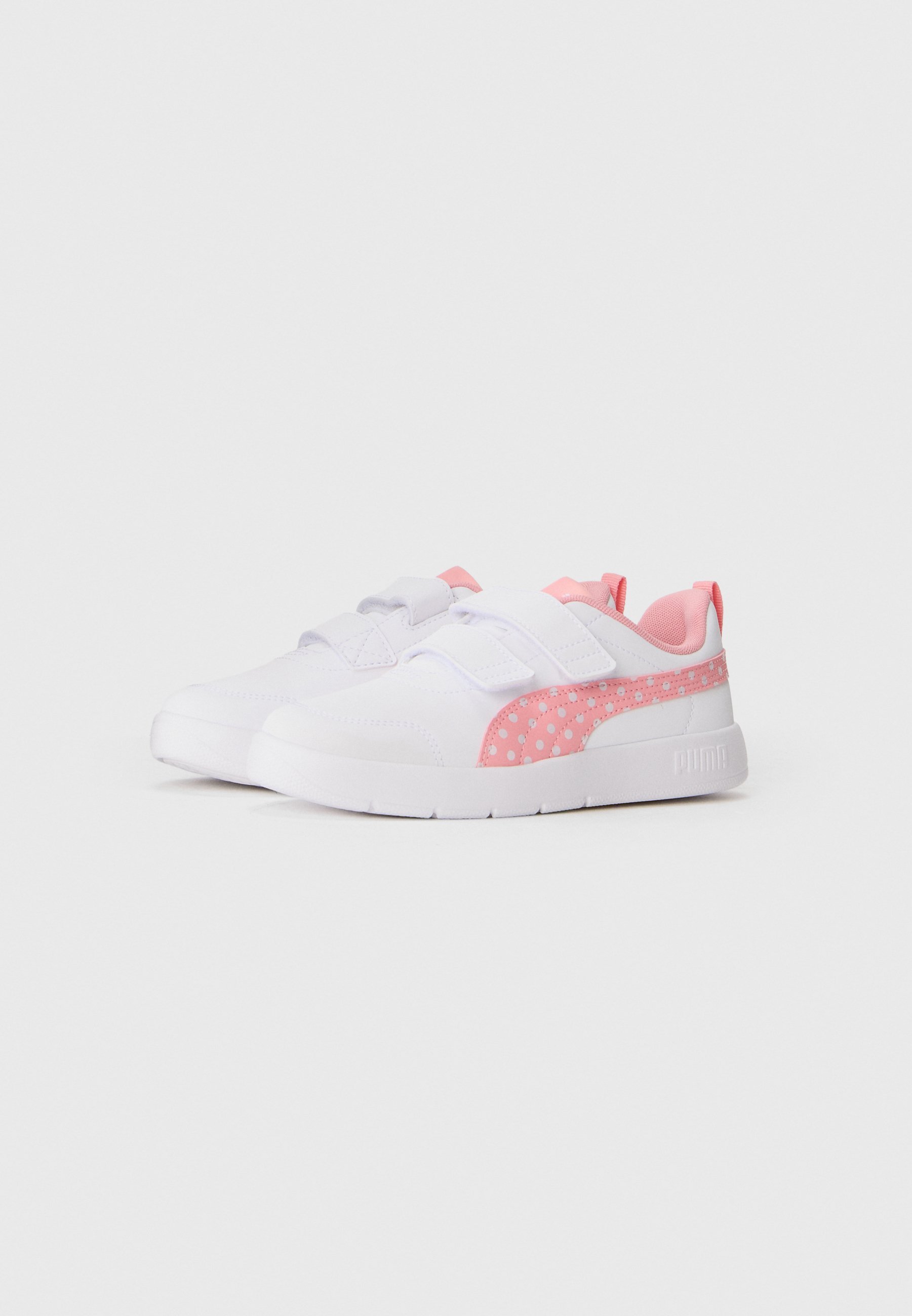 Puma COURTFLEX V3 DOTTY UNISEX - Matkajooksujalatsid - valge/roosa/hõbedane/uduvihmane