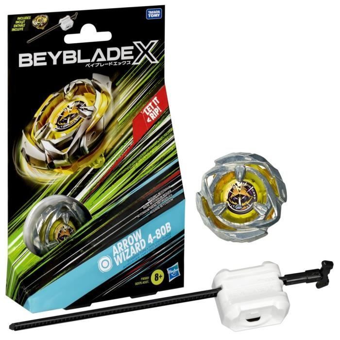 Beyblade X, Starter Pack Arrow Wizard 4-80B avec toupie de compétition à rotation droite de type endurance et lanceur, à partir de 8
