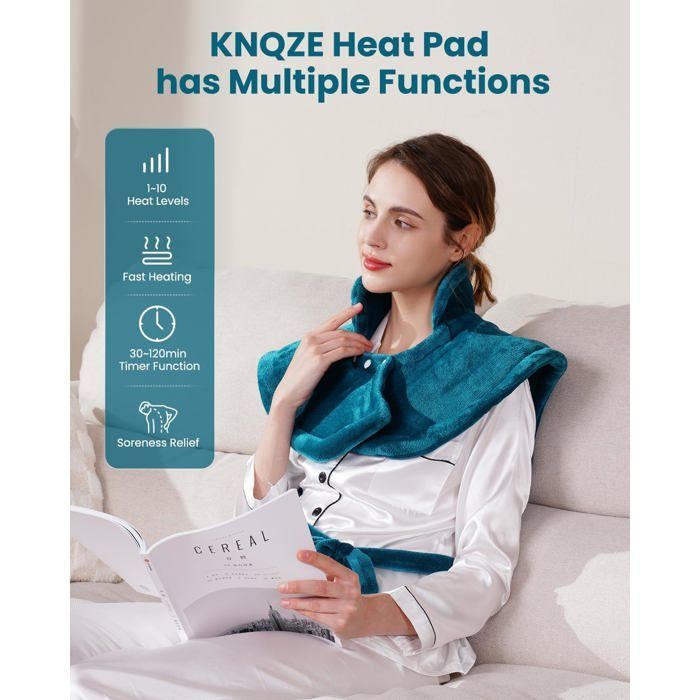 KNQZE heated neck vest + lumbar support belt, relieves neck/shoulders/back pain, 10 heat levels, 4-position timer, machine washable