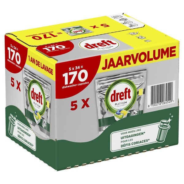 Dreft Platinum All-in-One Lemon kapsule za perilicu posuđa<br>170 komada