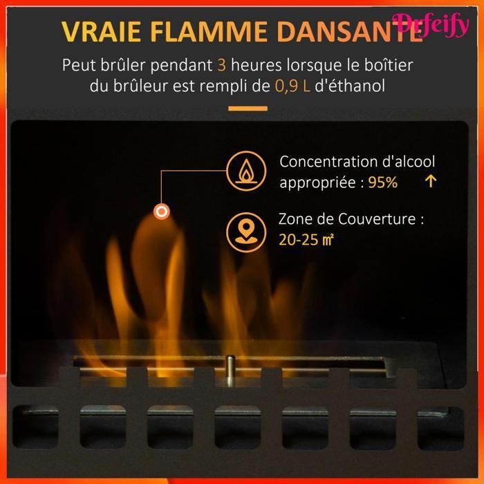 Caminetto a bioetanolo autoportante - AKOZON - 7907 - Serbatoio da 1,2 L - 3 ore di combustione - Copre 25 m²