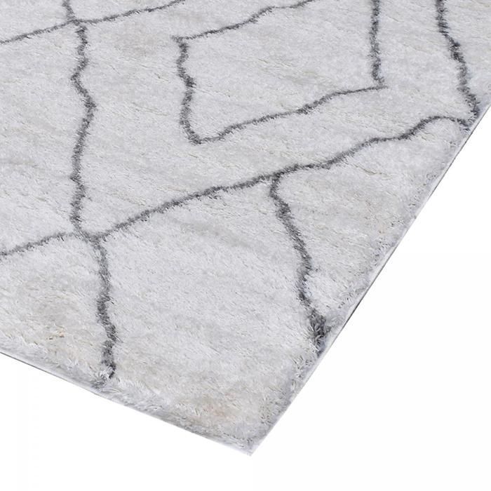 Langfloriger, zotteliger Teppich 160x220 rechteckig gewebt cremefarbenes Berbermuster LYN4 SOFT 6