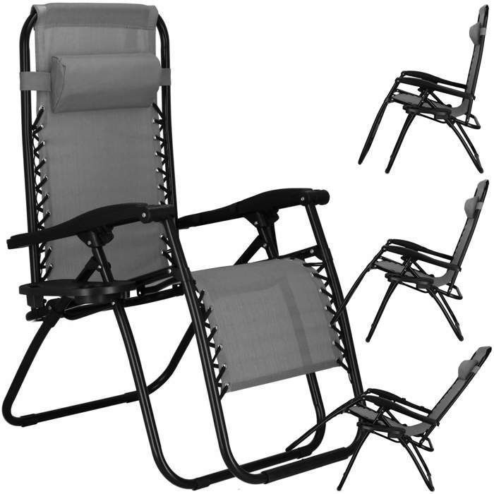 Lettino prendisole da giardino pieghevole Springos® con poggiatesta e tavolino laterale – Sedia relax reclinabile a gravità zero