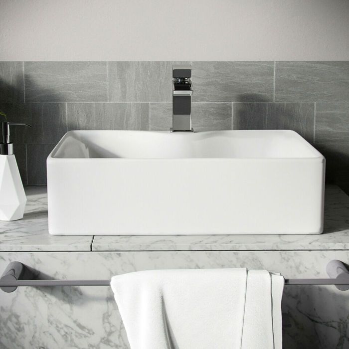 Rectangular Ceramic Washbasin 48.5*37.5*13.5cm Countertop Basin White