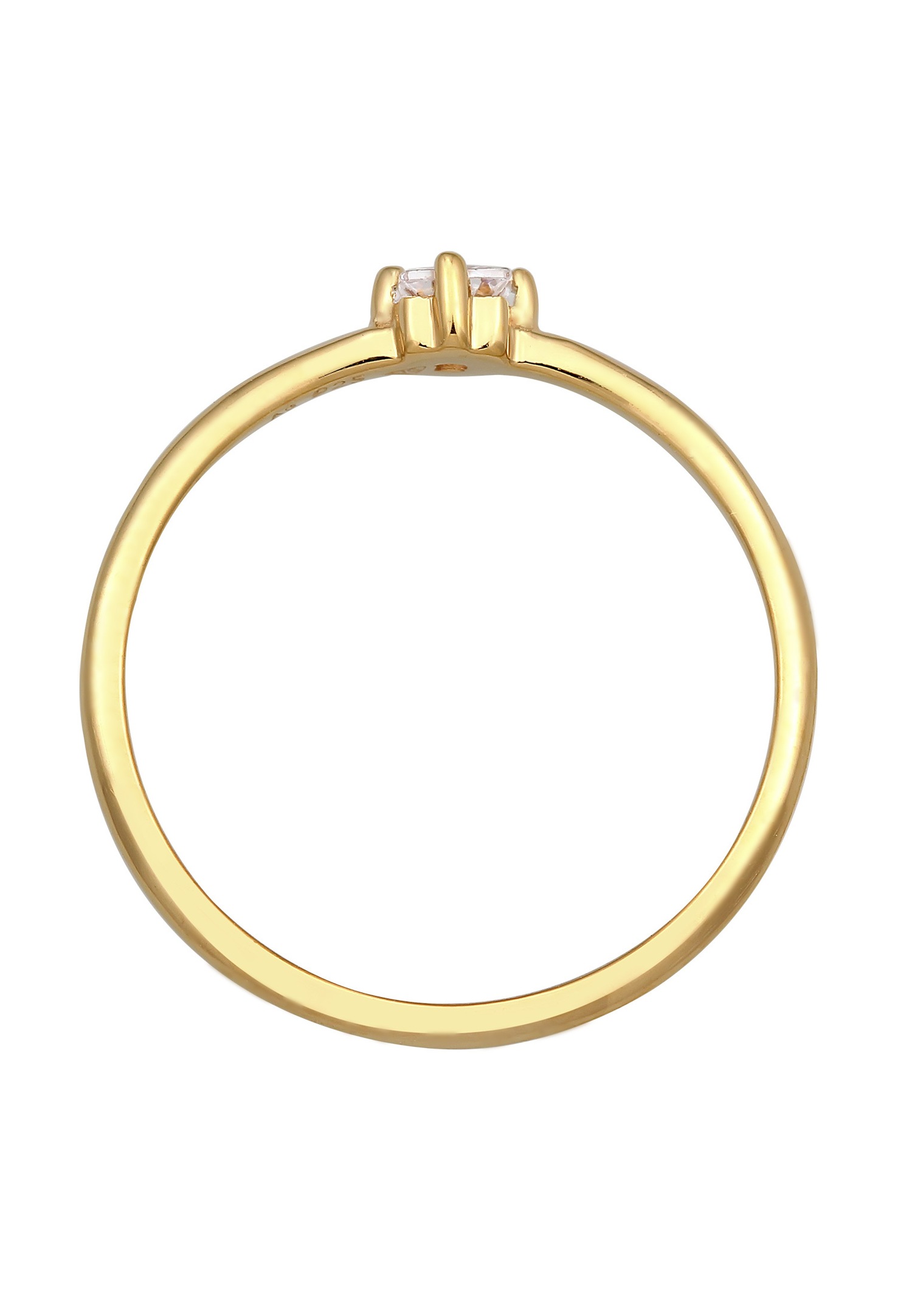 Elli Femmes Bague de fiançailles Solitaire Classique avec Zirconia en argent sterling 925 plaqué or