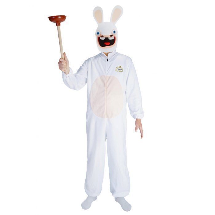 Disfraz de adulto - Pequeño Payaso - Raving Rabbids - Blanco - Mono con cremallera - Producto con licencia oficial