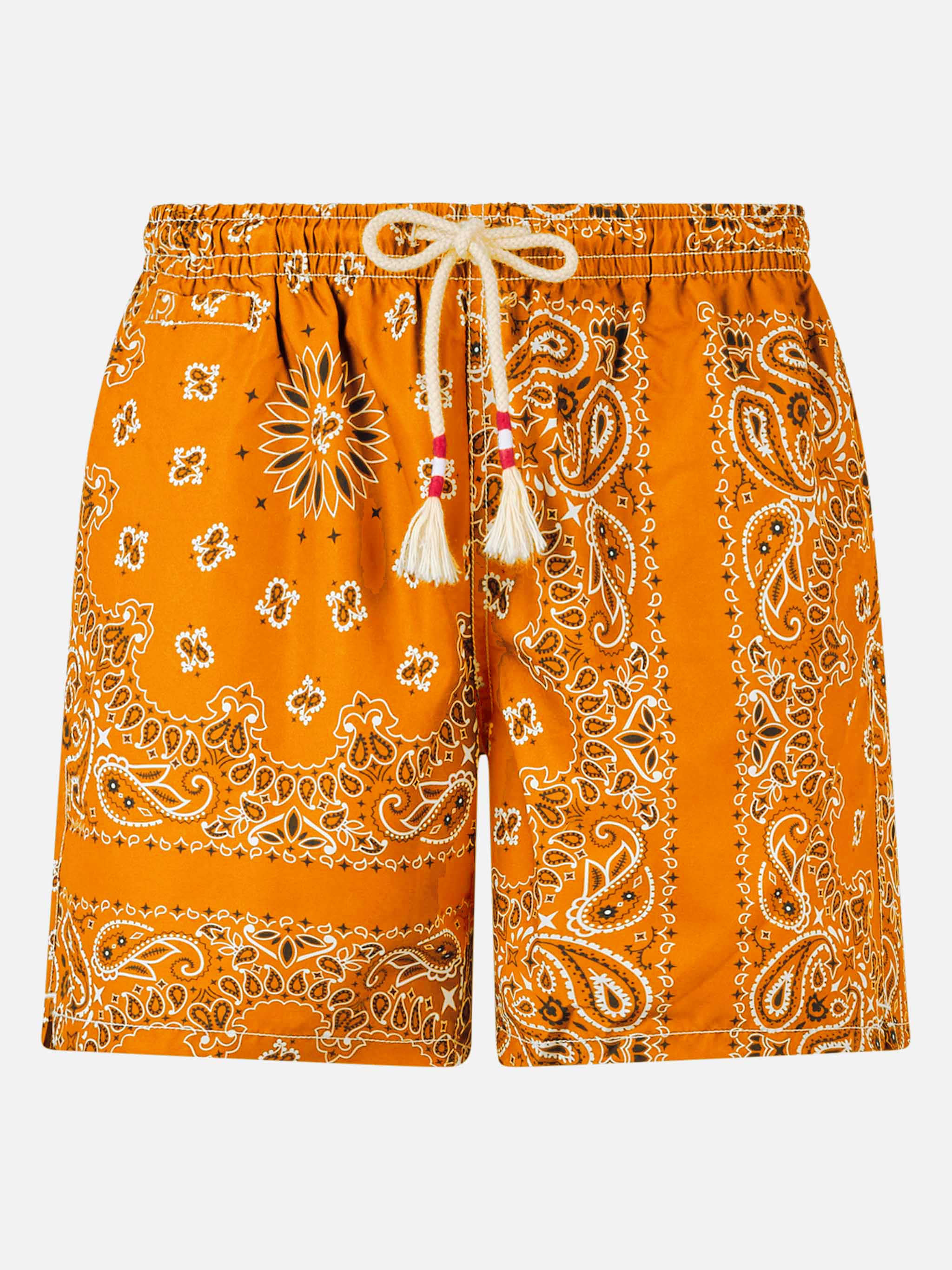 Herenzwempak met oranje bandana-print