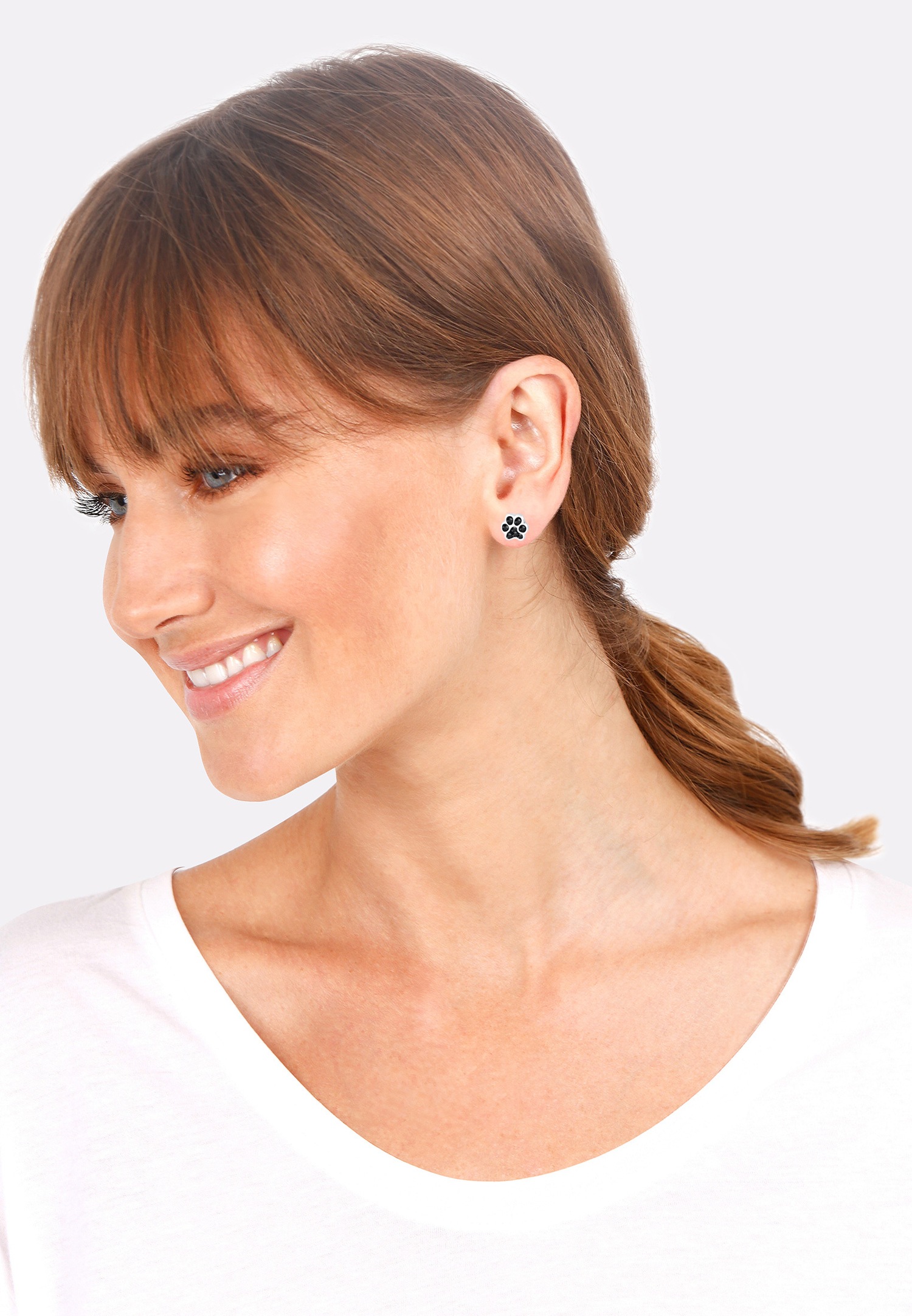 Elli Femmes Clous d'oreilles Patte Chien Chat avec Cristaux en Argent Sterling 925