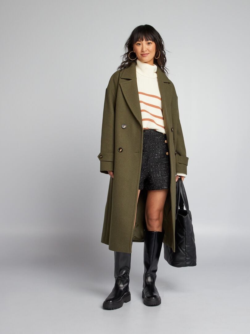 Tweed shorts met knoopjes - zwart