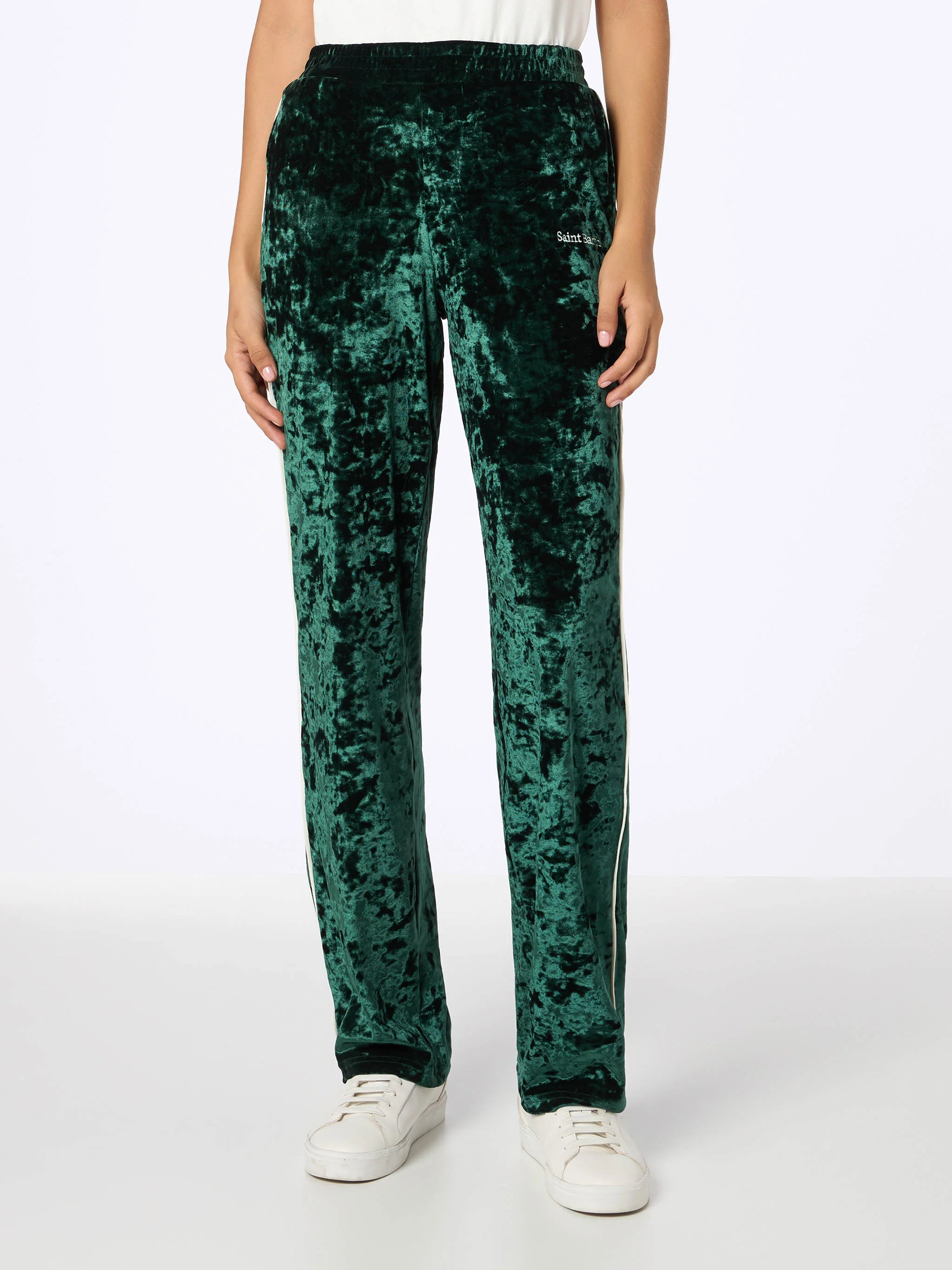 Pantalon Yvonne vert chenille pour femme