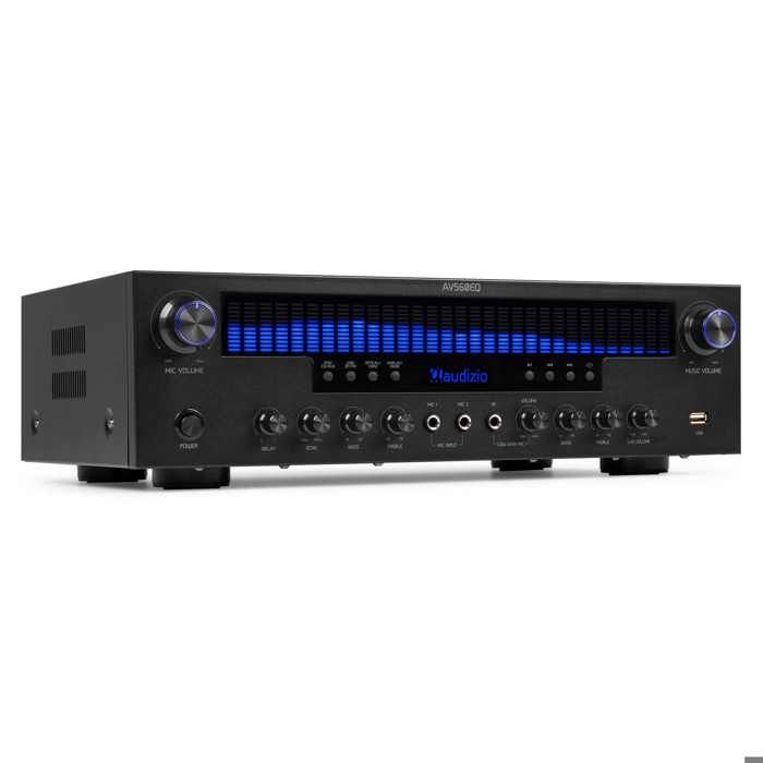 Audizio AV560EQ - 5.1 390W Home Cinema Amplifier with Bluetooth, USB, FM & Karaoke | Black