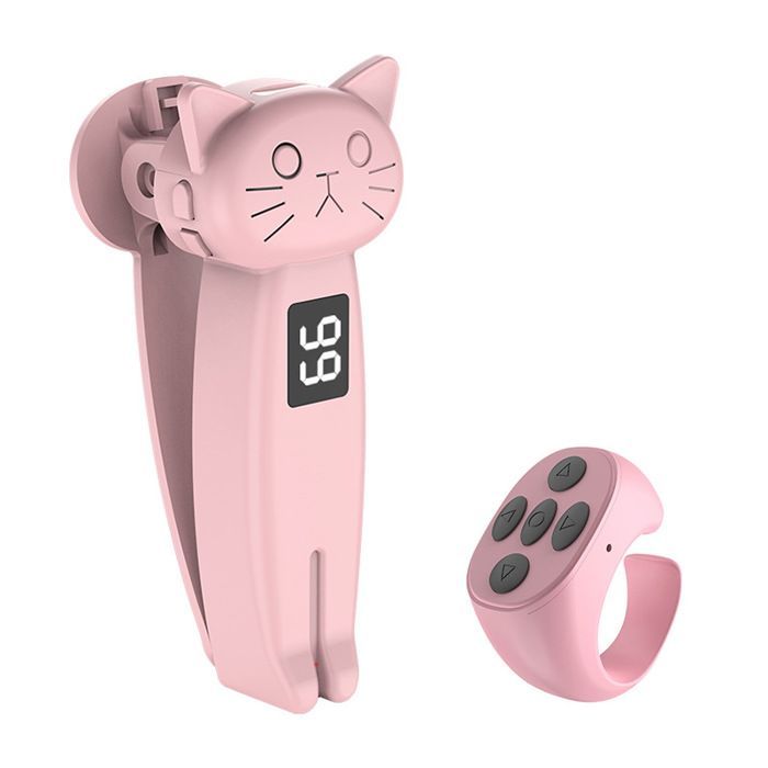 Rose Télécommande tourne page Bluetooth pour liseuse smartphone tablette avec clip écran affichage numérique et bague de contrôle