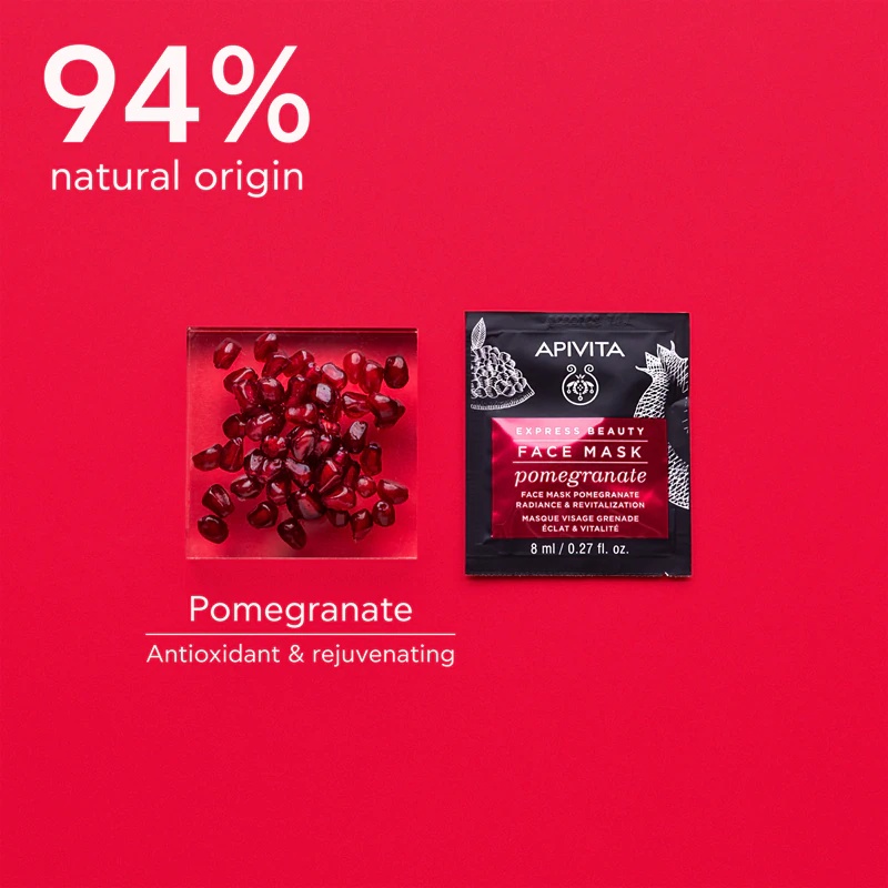 Apivita Express Beauty Revitalizing Face Mask revitalizing in posvetlitvena maska za obraz z granatnim jabolkom
