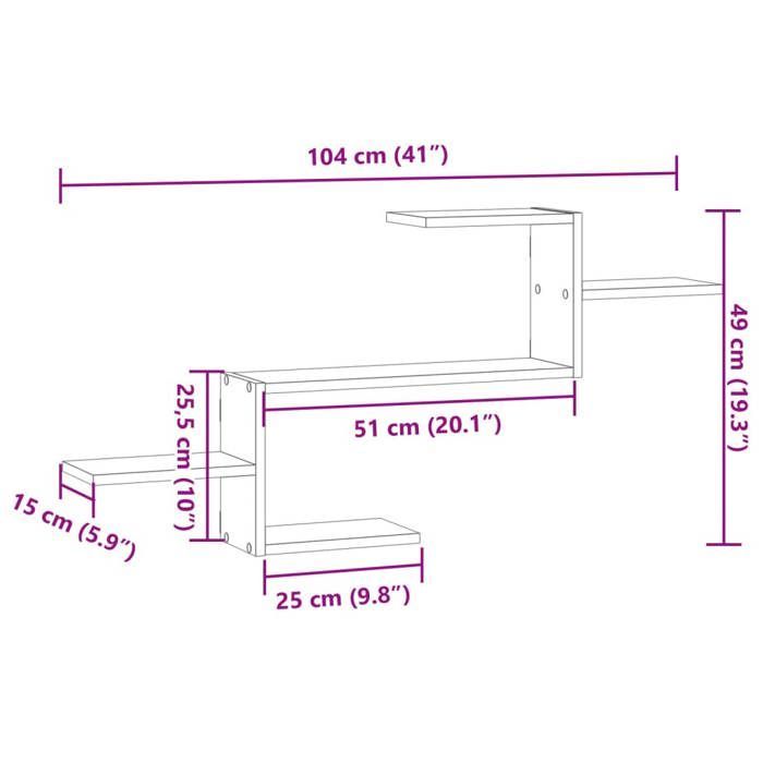 vidaXL Étagère murale chêne artisanal 104x15x49 cm bois d'ingénierie 853208