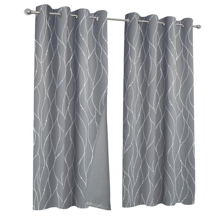 IDMARKET Lot de 2 rideaux thermiques gris anthracite motif courbe 140x240 cm