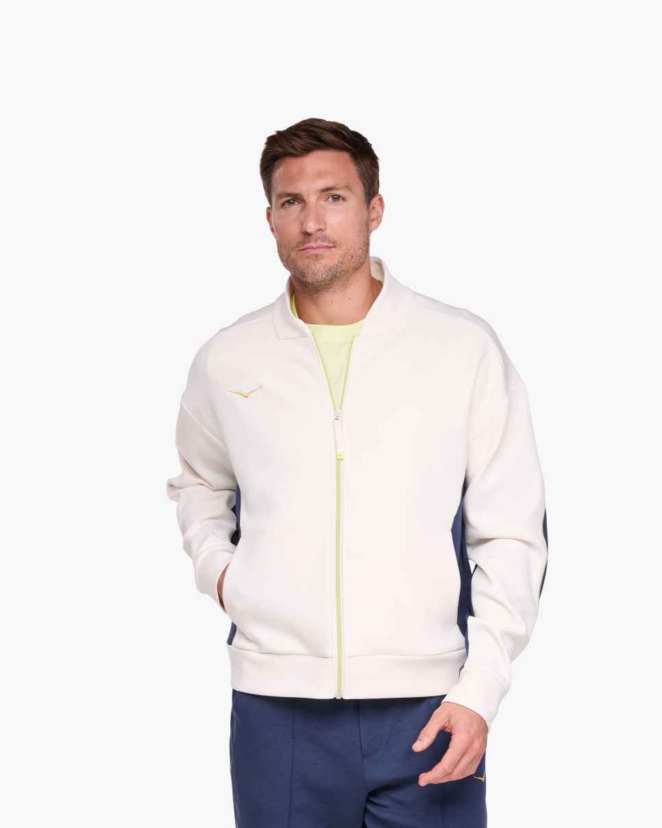 HOKA Veste en maille Kaitoro Alabaster / Bleu marine universitaire