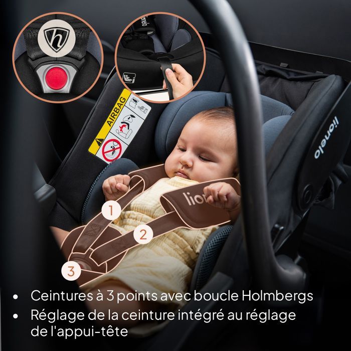 Seggiolino auto LIONELO Astrid i-Size 40-87 cm - Porta-neonati - ADAC - Leggero - 0-13 kg - Gruppo 0+ - Crema
