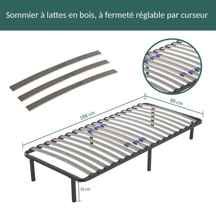 Essential 90x190cm Bed Base | Durable and Comfortable | Poplar Slats | Quick and Easy Assembly