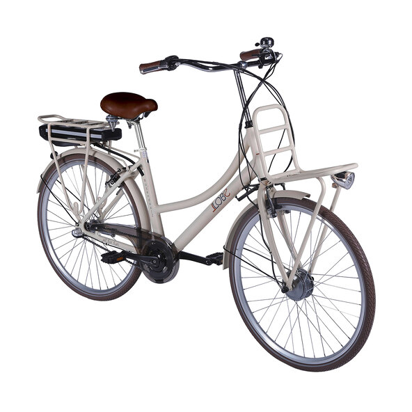 Alu-Elektro-City-Bike, Damen, béžová