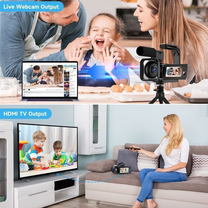 Videocámara 5K+1080P, doble lente, 56MP, cámara de video, vlogging, WiFi, pantalla táctil de 3
