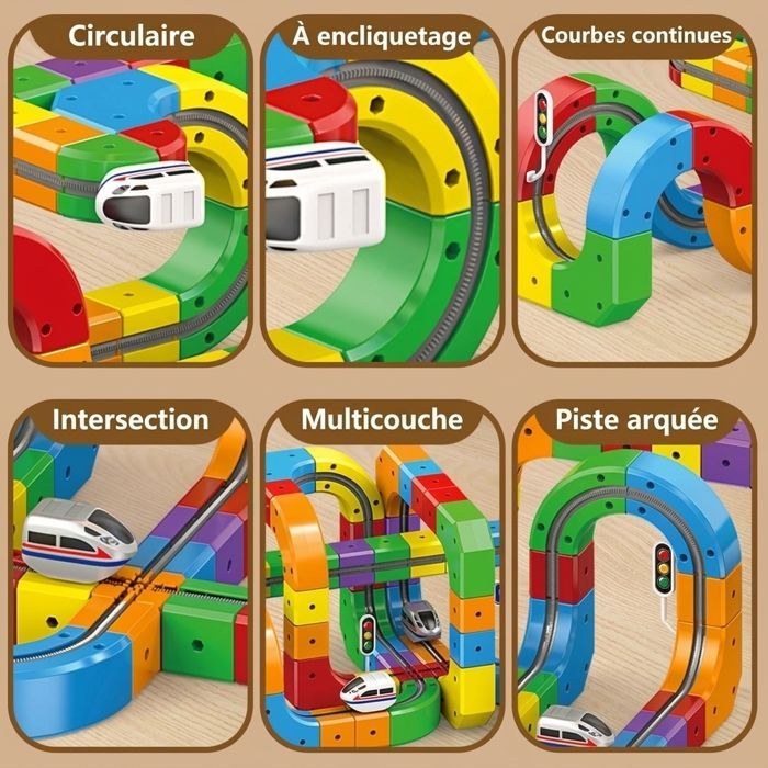 Tren de juguete de 51 piezas: vías eléctricas antigravedad 3D con tren motorizado y señales de tráfico.