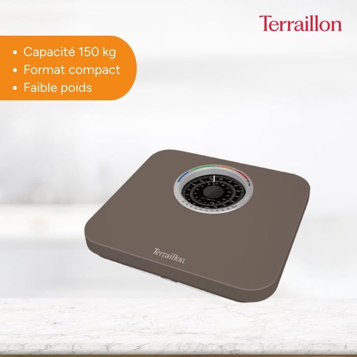 Pèse Personne Mécanique,Balance Grand Cadran avec Indicateur d'IMC,150kg max,Marron