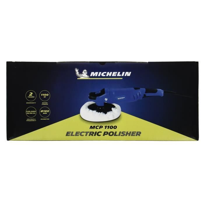 Polisheuse Pro 230V - 1100W - MICHELIN - Disque : 180 mm - Vitesse de rotation  : 600-3000 t/min - démarrage progressif - Ecran LCD