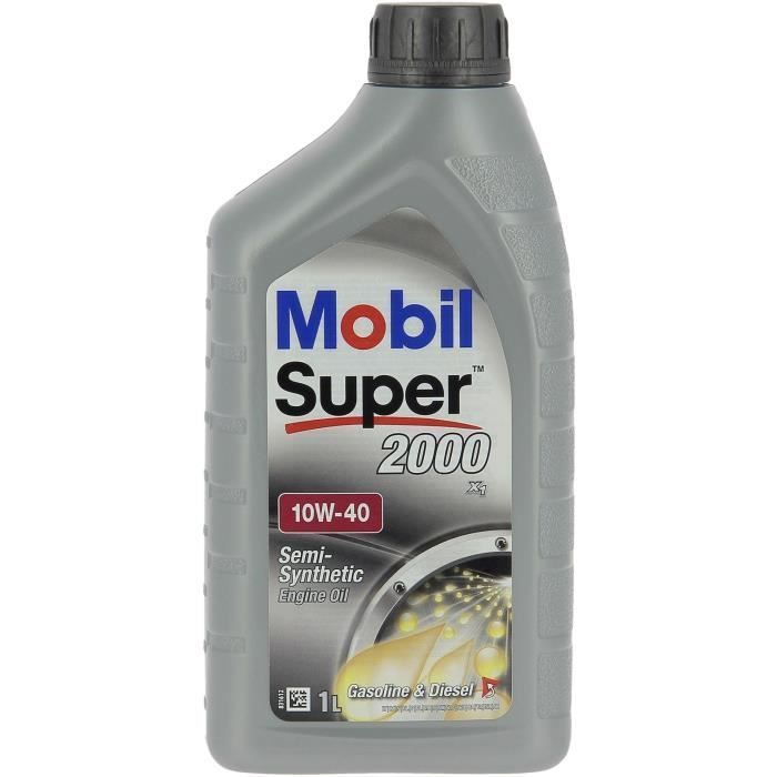 Aceite sintético para motor 10W-40 - MOBIL - Super 2000 X1 - Lata de 1L - Alto rendimiento anticontaminación
